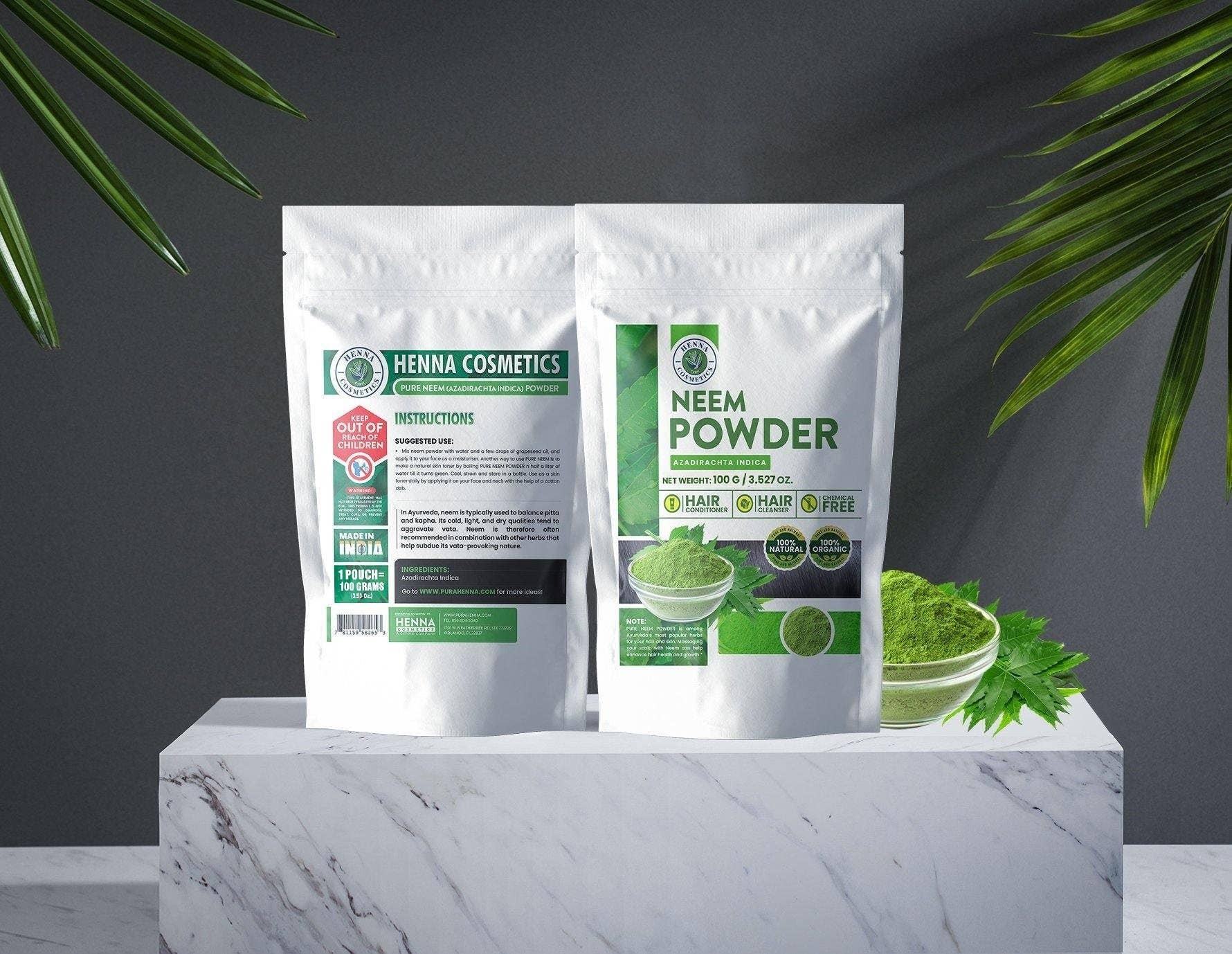 Henna Cosmetics Cypri - Wholesale Skincare Face Mask - Neem Powder (Azadirachta Indica) | 100 Grams (3.53 Oz.) | 100% Organic Supplement For Hair and Skin | Henna Cosmetics2