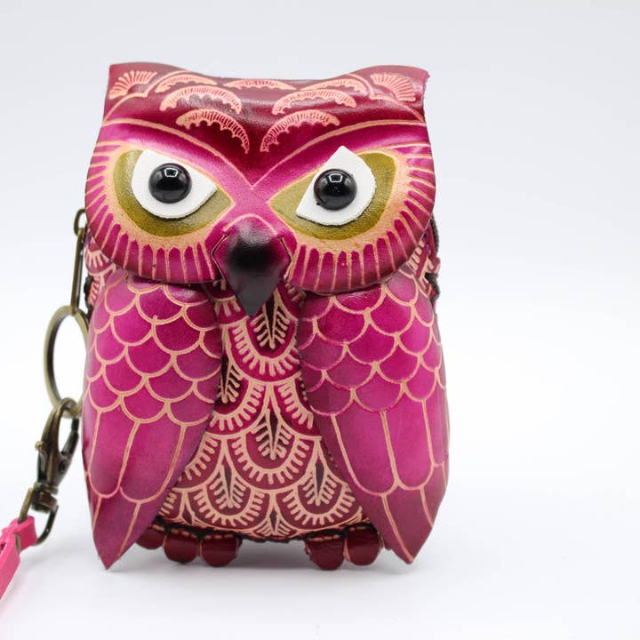 Sunflower Handmade leather inc – Großhandel Wristlet Bag – Leder-Eulen-Handgelenktasche Münzgeldbörse11