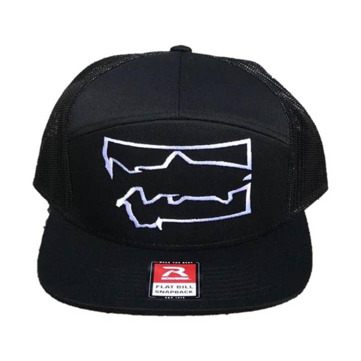 FISH MONTANA - SNAPBACK - BLACK - 7 PANEL FLATBILL MONTANA HAT for wholesale by Hunt Montana