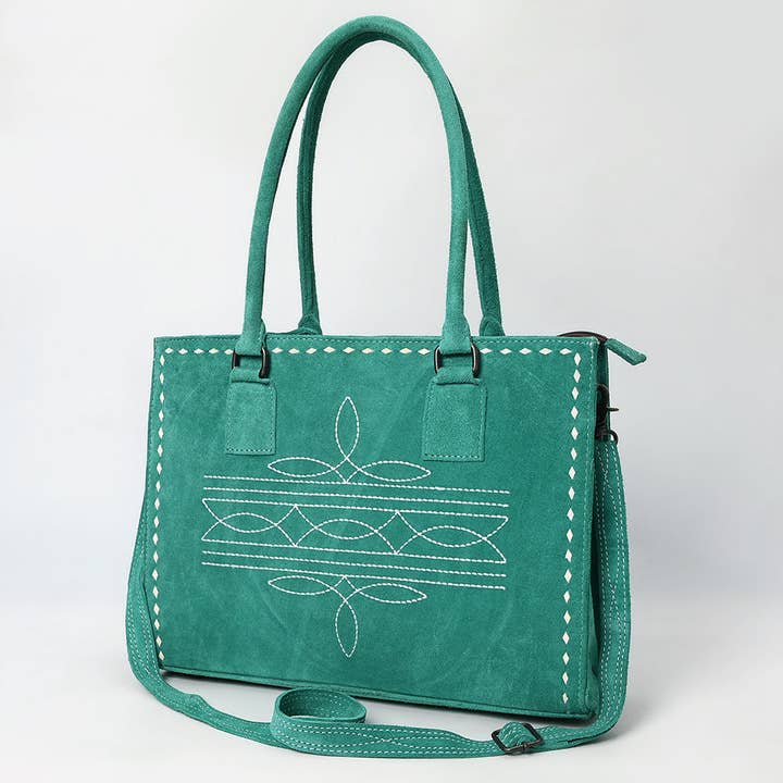 ADBG1553 American Darling Borsa Tote Western in Vera Pelle Scamosciata con Cuciture a Punto | Borsa Artigianale per Tutti i Giorni per la vendita all'ingrosso da parte di LS Western