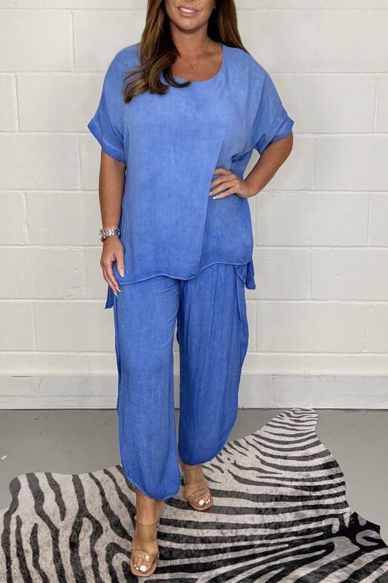 NINEXIS - Wholesale Top & Pant Set (NOT Loungewear) - Women's - CWSTB1402_SOLID COLOR LOOSE LARGE SIZE SHORT SLEEVE SUIT8