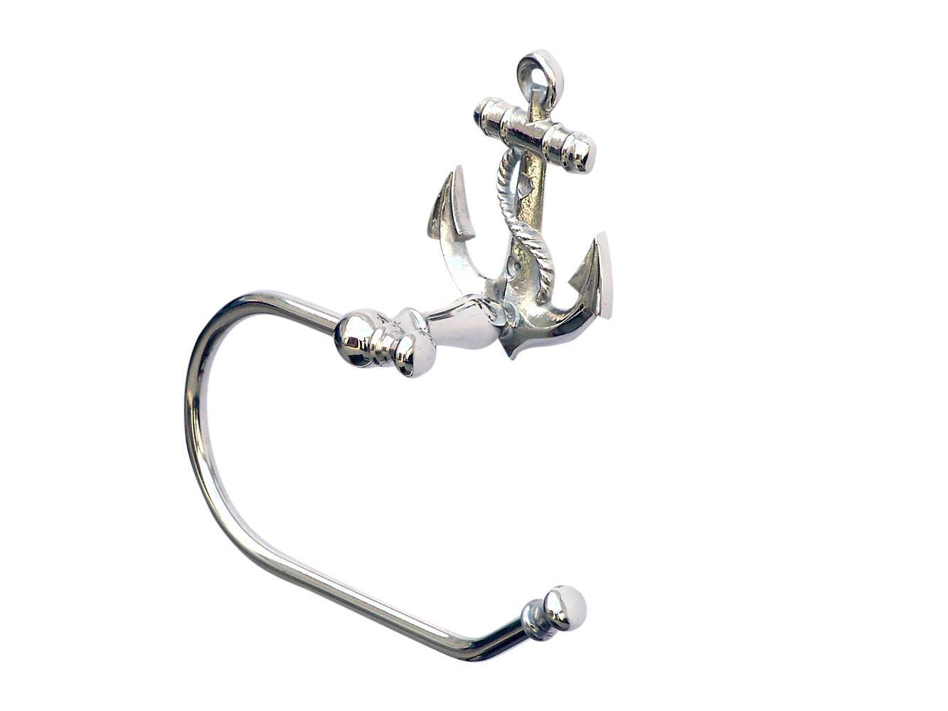 Hampton Nautical - Wholesale Towel Holder/Hanger - Chrome Anchor Hand Towel Holder 10"3