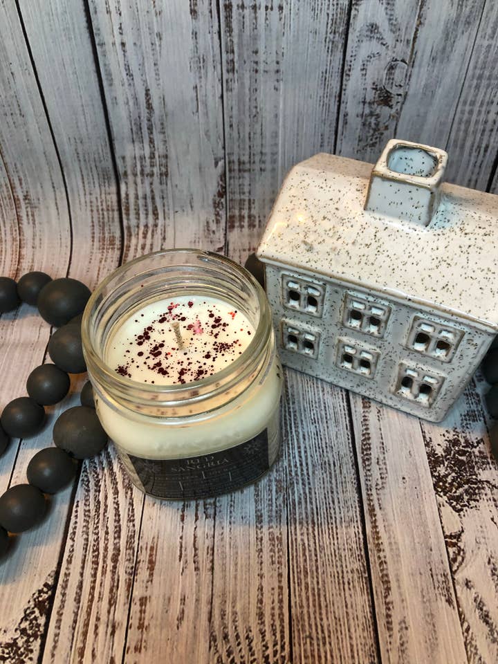 Red Sangria Glitter Candle for wholesale by Solstice Sisters