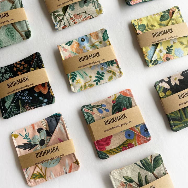 September Skye Bags & Accessories - Wholesale Bookmark - Corner fabric bookmarks in various rifle paper prints3