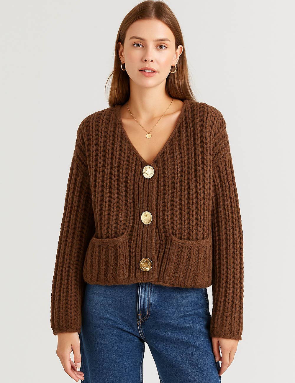 Sweetkama - Vente Cardigan – femme - Cardigan épais uni tendance pour femmes SKT46372