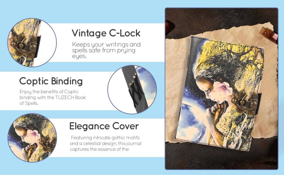Tuzech Leather – wholesale Journal och dagbok – TUZECH läderklätt anteckningsbok med grimoirestil och ojämna kanter för män och kvinnor96