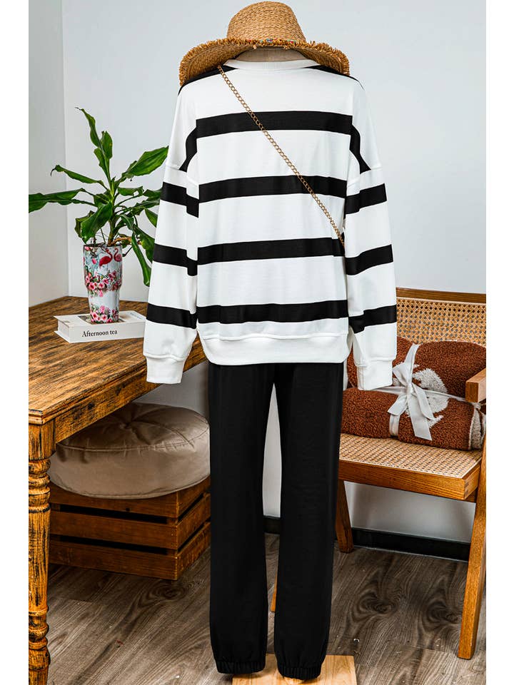 fashionworks - Wholesale Top & pants set (NOT Loungewear) – Women's - Striped Drop Shoulder Pullover and Jogger Pants Set*S-3XL3