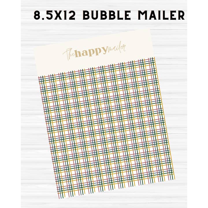 8.5 x 12 holiday plaid bubble mailer for wholesale by Kindkardsco