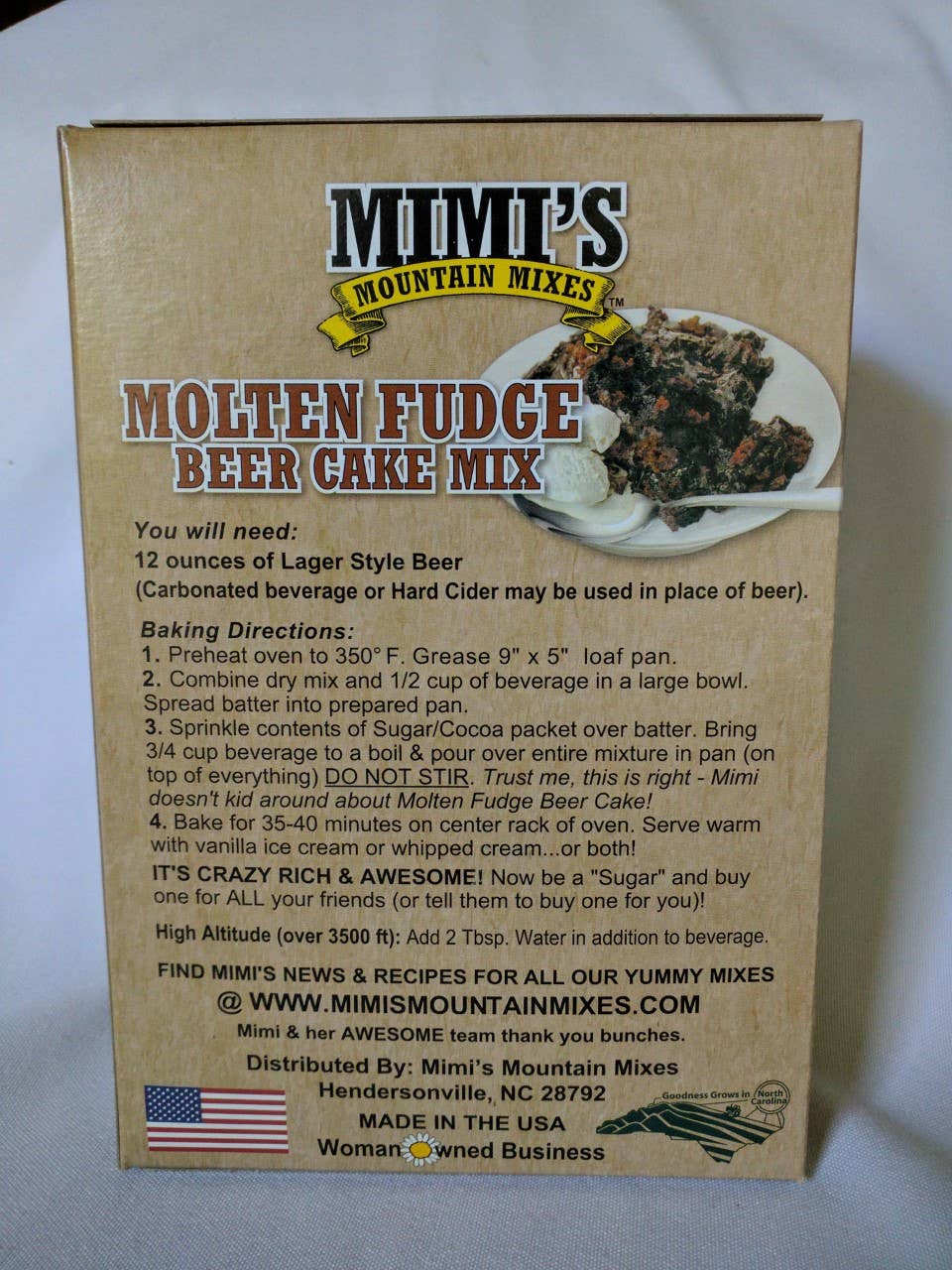 Mimi's Mountain Mixes - Wholesale Cake Mix - MOLTEN FUDGE BEER CAKE MIX4
