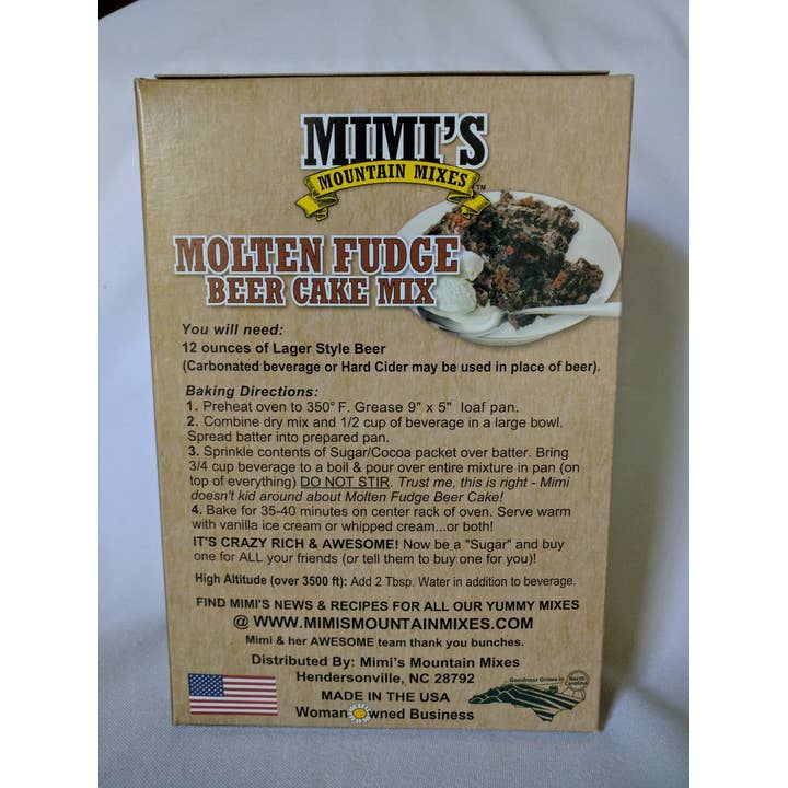 Mimi's Mountain Mixes - Wholesale Cake mix - MOLTEN FUDGE BEER CAKE MIX4