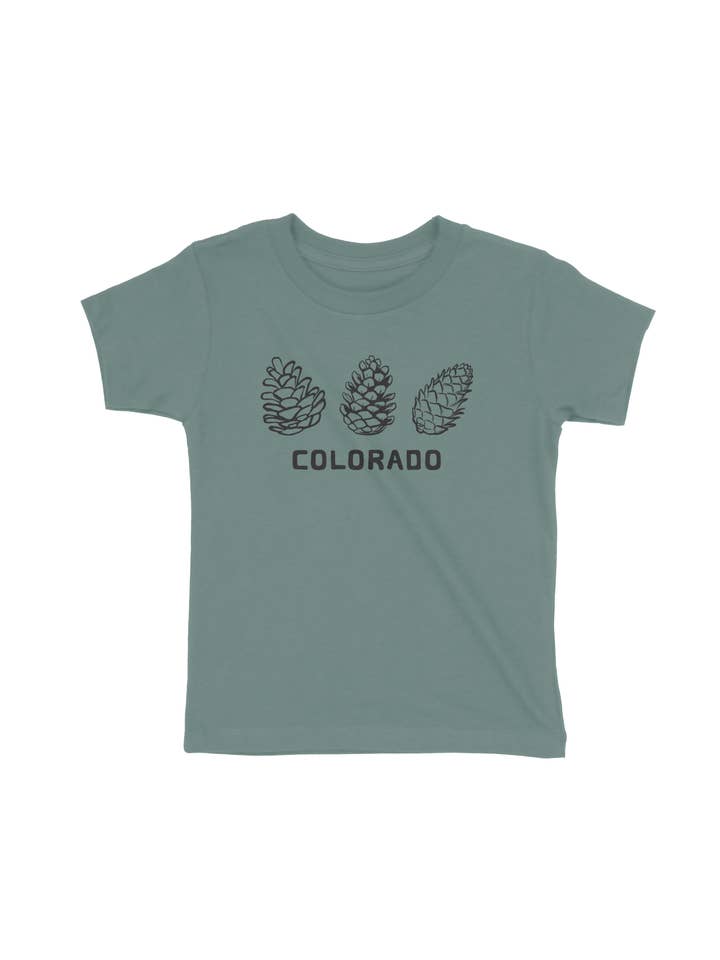 Colorado Pine Cone Trio Toddler Shirt for wholesale by Buffalo Mountain Print + Supply