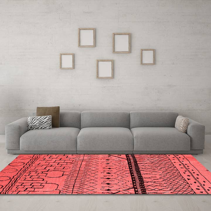 Machine Washable Solid Red Modern Area Rugs for wholesale by Ahgly