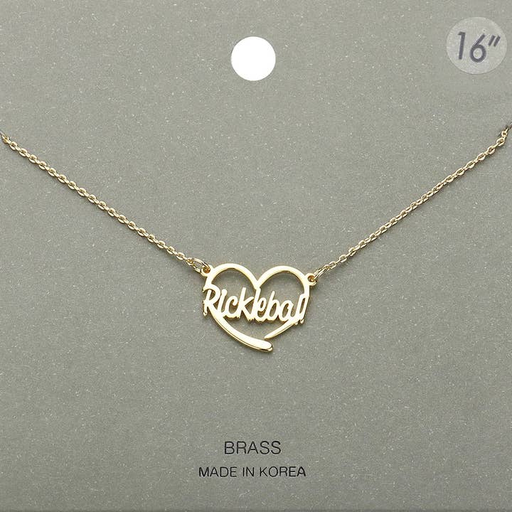 Brass Metal Pickleball Heart Pendant Necklace for wholesale by Sensibling Corp.