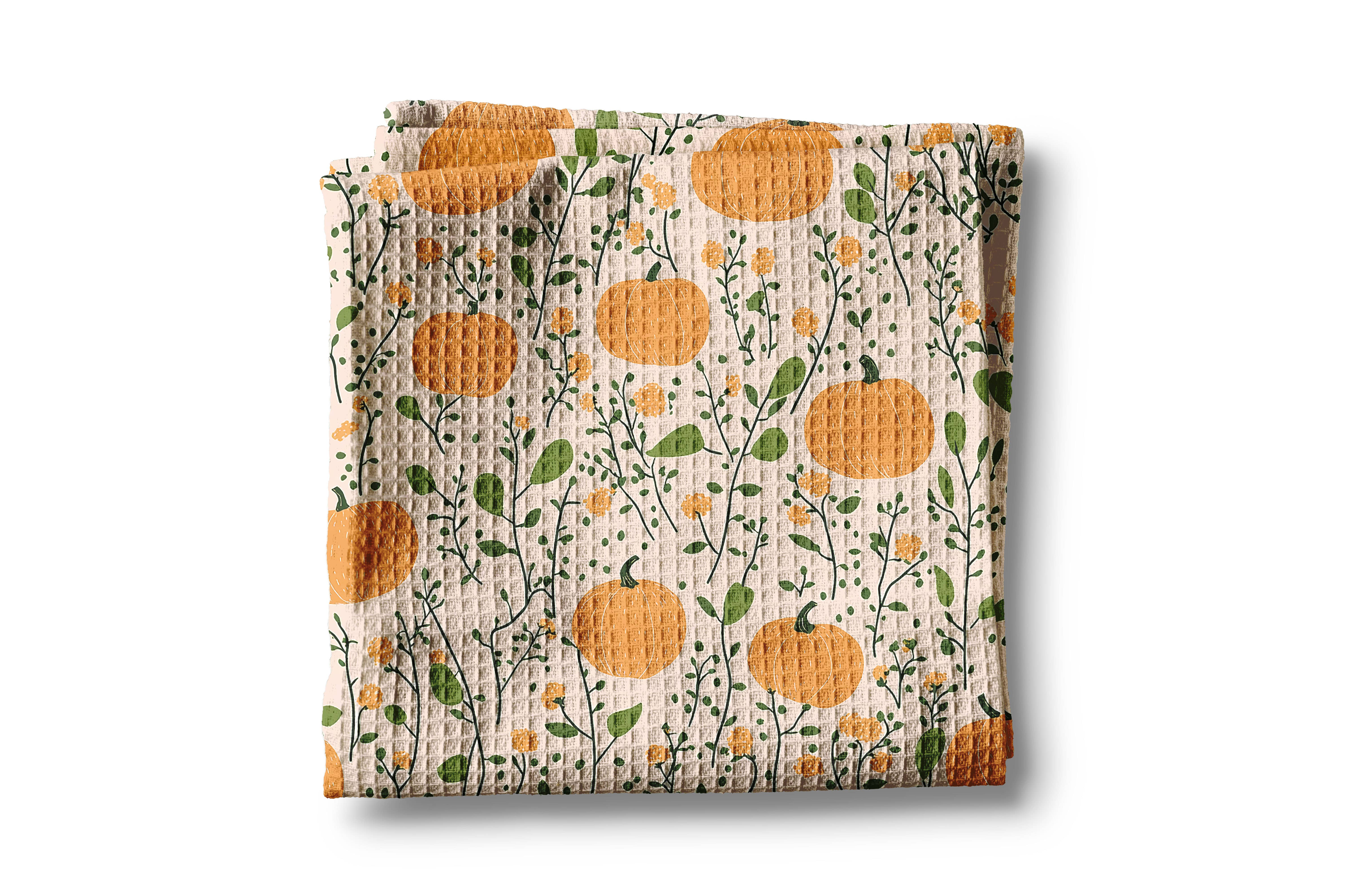 Canary Road - Wholesale Tea Towel - Pumpkin Fall Botanical Floral Autumn Kitchen Towel Waffle0
