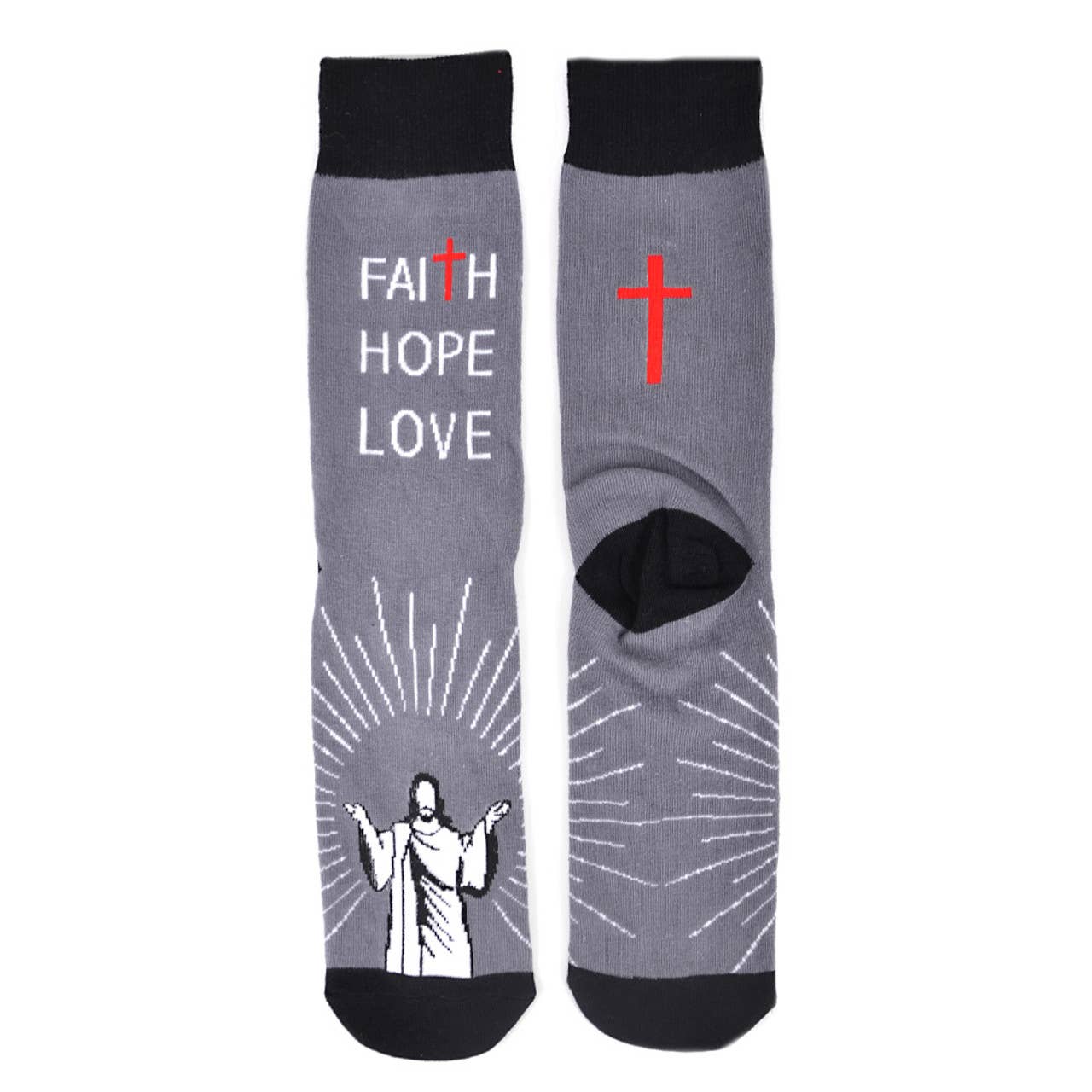 Selini New York - Wholesale Socks - Men's - Men's Faith Hope Love Novelty Socks - NVS19574-GRY3
