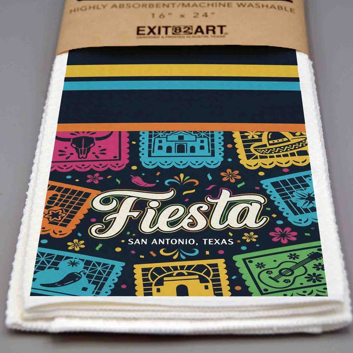 Fiesta - San Antonio - Torchons en nid d'abeille 16" x 24" pour la vente par EXIT82ART