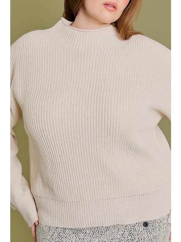 GILLI - Wholesale Knit Sweater - Women's - Plus Mock Neck Cocoon Sleeve Sweater