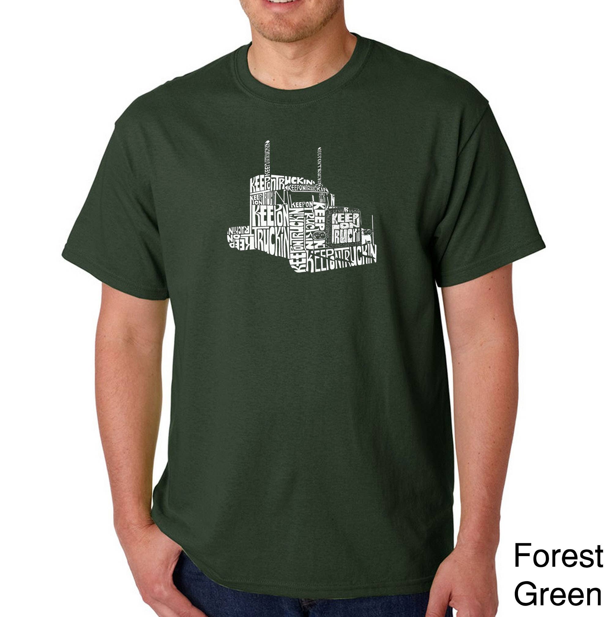 LA Pop Art - Wholesale Screen Printed T-Shirt - Men's - LA Pop Art Men's Word Art T-shirt - KEEP ON TRUCKIN'3