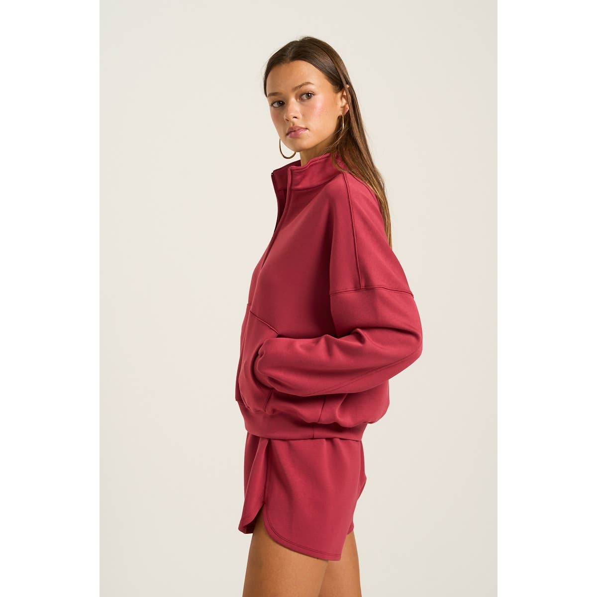 The GREii - Wholesale Sweatshirt - Women's - Mock Neck Half Zip Up Sweatshirt17