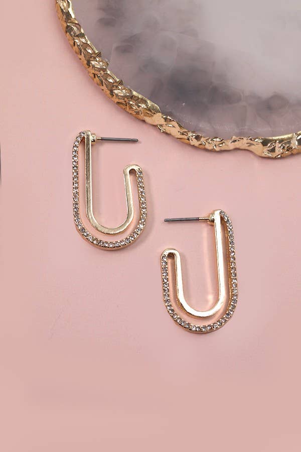 OURO BRINCOS HUGGIE DE STRASS | 80E1695 para venda a revendedores na Faire1