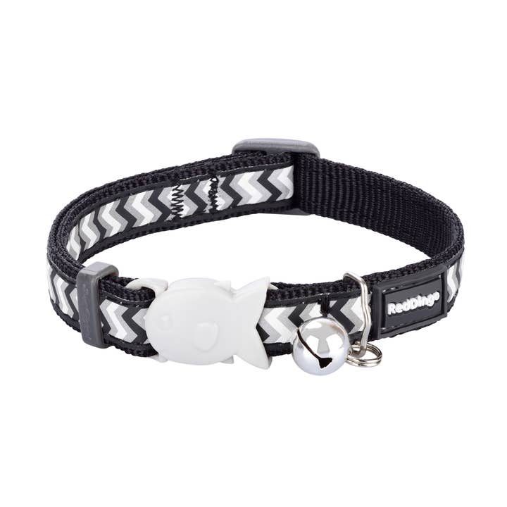 Cat Collar Reflective Ziggy Black 12mm for wholesale by Red Dingo Australia