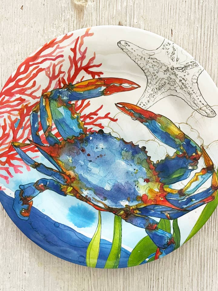 Oceana Coastal Crab Bamboo Salad Appetizer Plate for wholesale by Bamboo Table