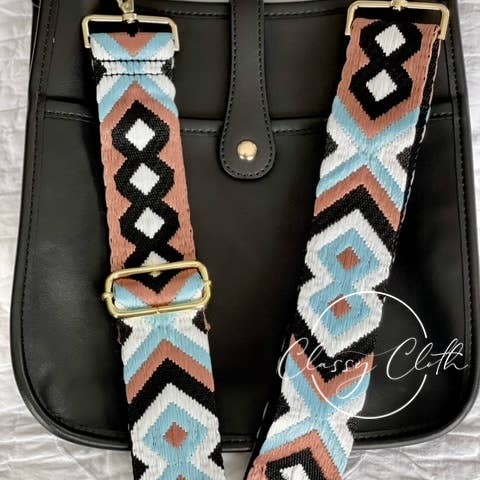 The Classy Cloth WS – wholesale Guitar strap – Unisex – Crossbody Guitar Strap - Light Blue Brown Black Geo RTS1