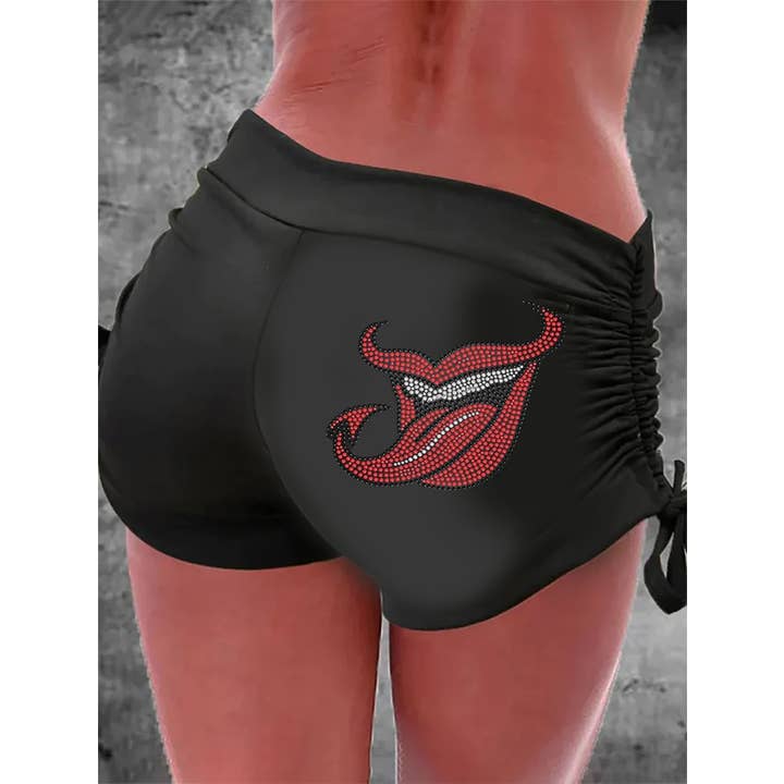 Pantaloncini casual con stampa punk Devil Tongue per la vendita all'ingrosso da parte di Tourtiwi