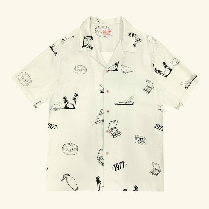 No Vacancy Button Up - Bone for wholesale by Motel Margarita