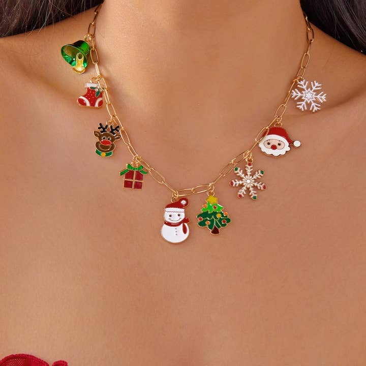 Funkyrel® Atzbranding Limited - Wholesale Charm/Dangle Bracelet - Bauai - Christmas Enamel Pendant Chain Necklace Bracelet2