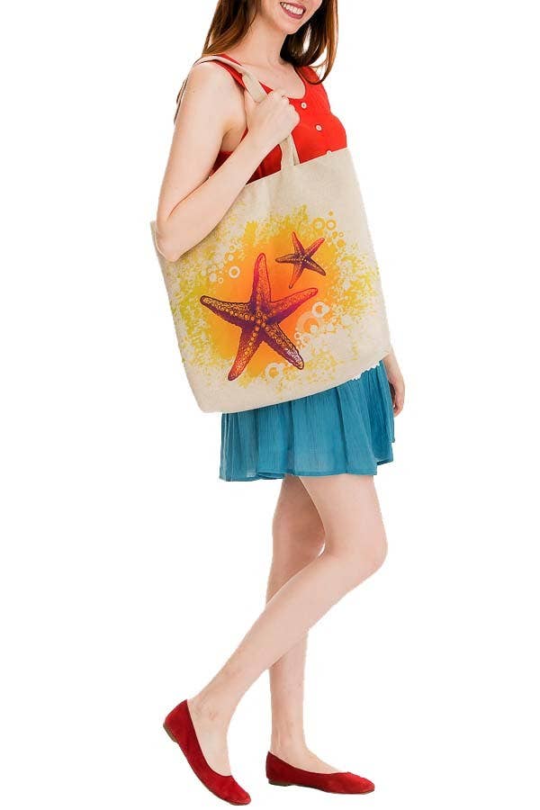 Cap Zone - Wholesale Tote Bag - Women's - Stylish Star Fish Print  Tote Bag1