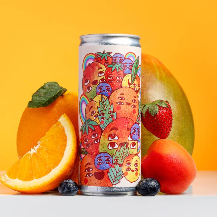 Tutti Frutti - refreshing. Illustrated by @ricardocavolo for wholesale by Brava kombucha