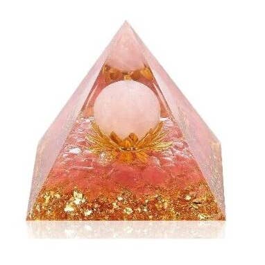 Rose Quartz Orgonite Crystal Pyramid (80 Mm) for wholesale by Designs by Deekay Inc.