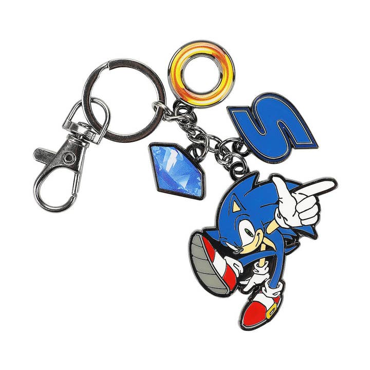Sonic the Hedgehog Ring & Emerald Charm Keychain for wholesale by Bioworld Merchandising