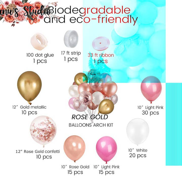 Nunu's Studio - Venta al por mayor Globo - Kit de Arco de Globos para Compromiso en Rosa Palo y Oro Rosa