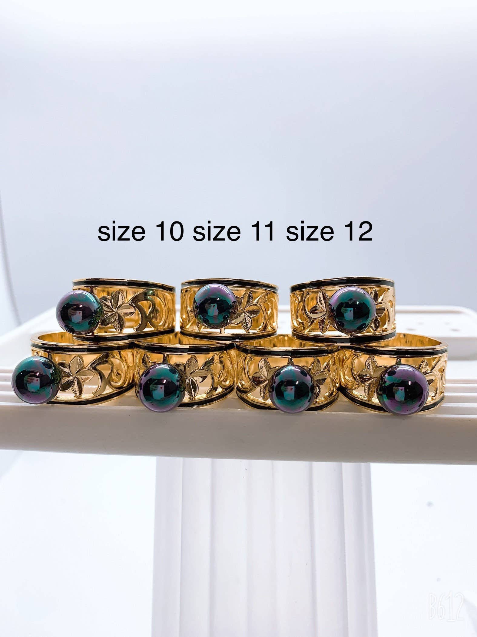 Anela's Jewelry - Wholesale Cocktail/gelegenheidsring - 15mm Plumeria Flower Hawaiian Hamilton gouden ring met nieuwe regenboogschelp parel1