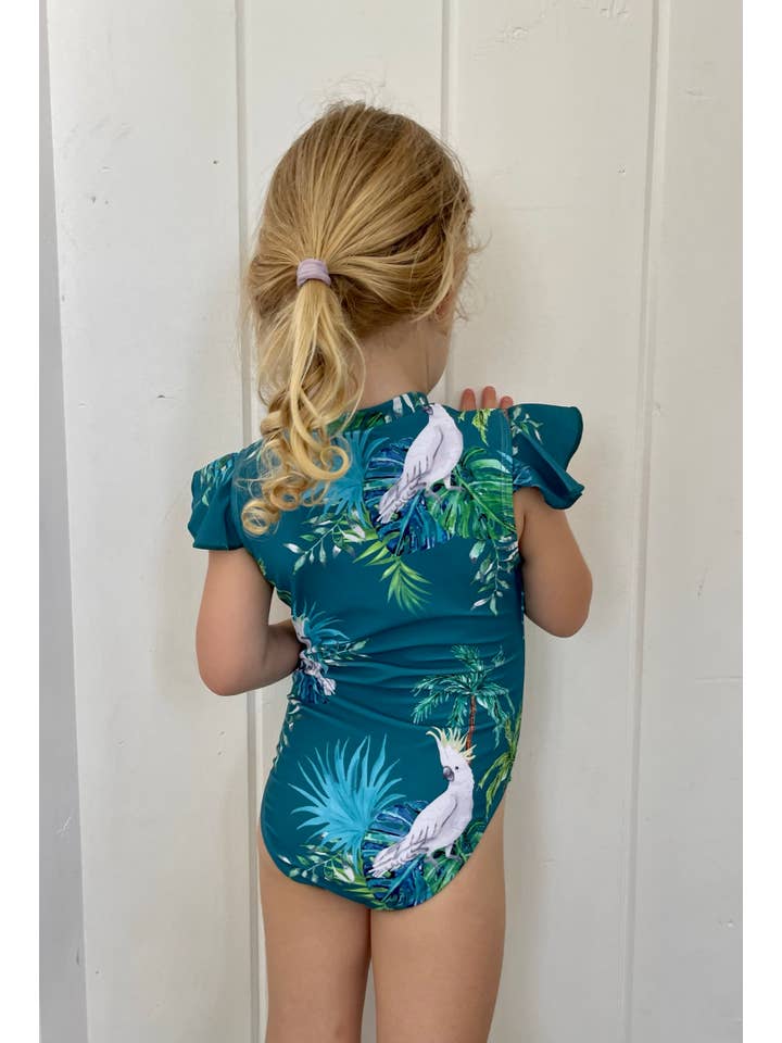 Tribe Tropical - Wholesale One Piece Swimsuit - Kids - Baby / Toddler Frill Sleeve Swimsuit - Hamilton Island4