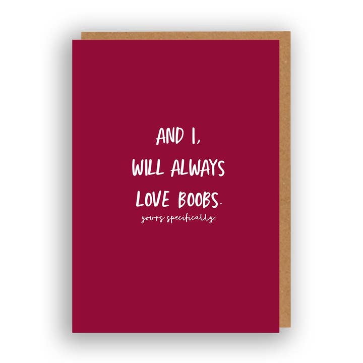 Always Love Boobs - Anniversary Card for wholesale by The Sweary Card Co