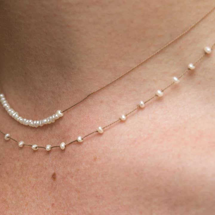 Sasha Samuel – wholesale Beaded/pearl necklace – Freshwater Pearl + Silk Knotted Necklace