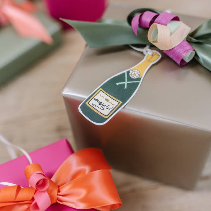 Karen Adams Designs - Wholesale Gift tag - Champagne Bottle Pretty Gift Tag2