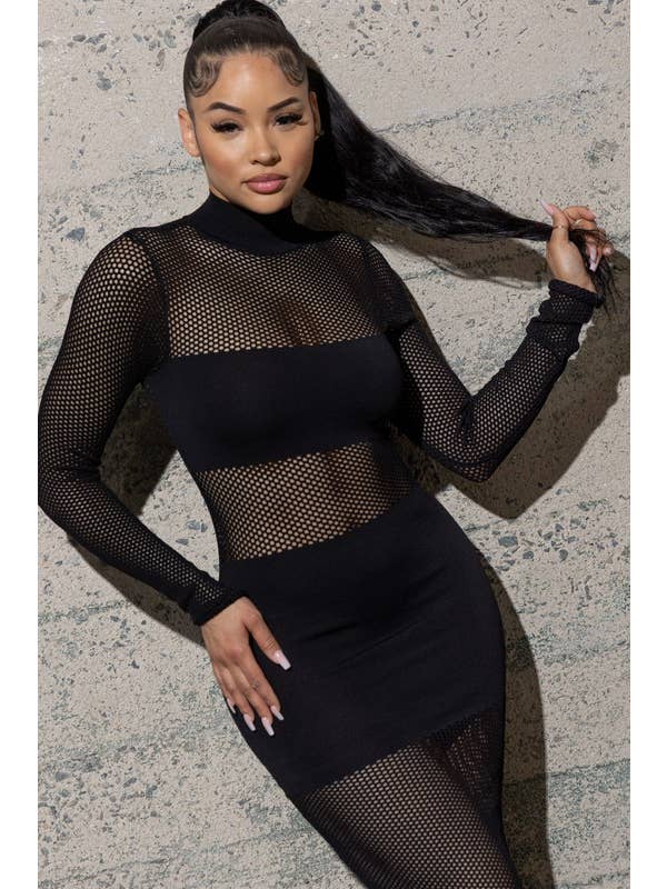 Melrose with Love - Wholesale Dress - Women's - MAXI SWEATER MESH DRESS16