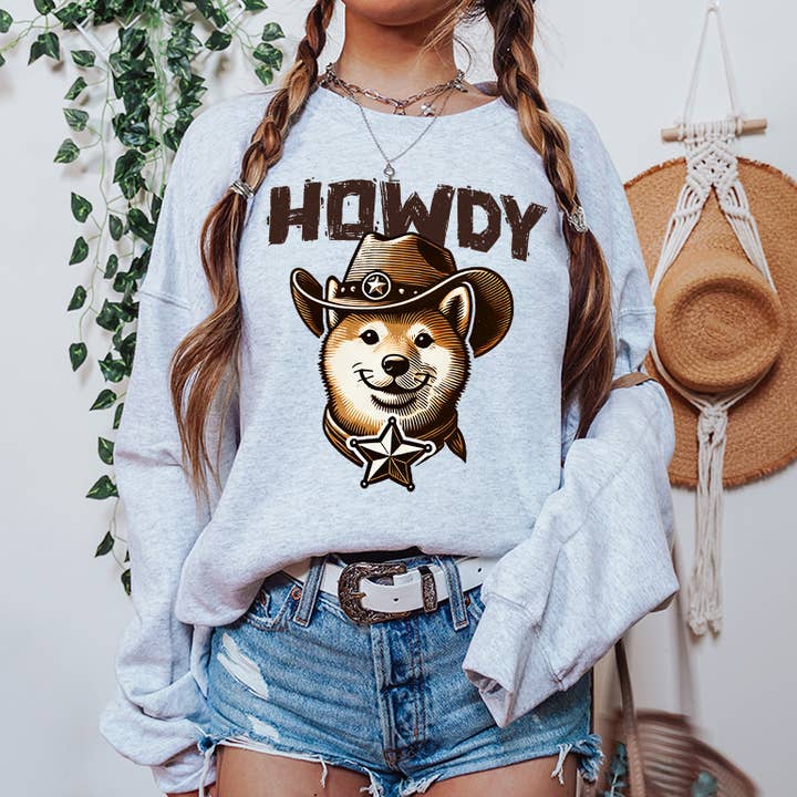 SWEATSHIRT GRAPHIQUE SHIBA INU HOWDY pour la vente par LaLaSista