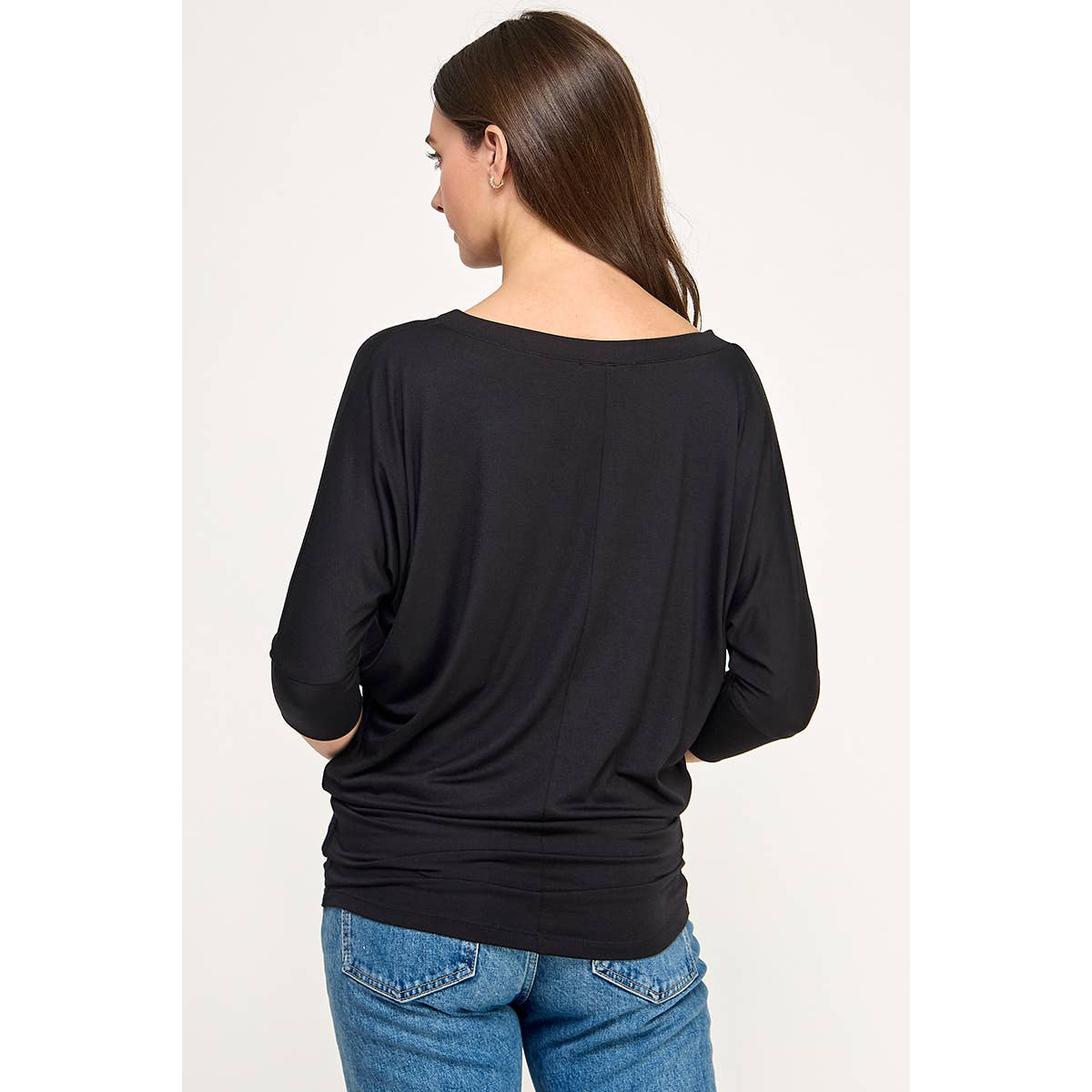 Heimious - Wholesale Knit Top - Women's - 3/4 Dolman Sleeve Round neck Modal Jersey  Top, 250387