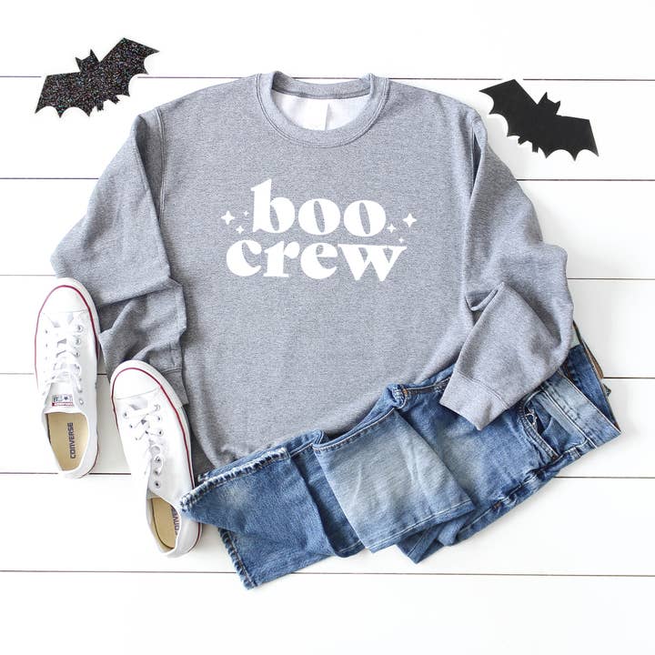 Olive And Ivory Wholesale - Wholesale Graphic Sweatshirt - Women's - Boo Crew Stars | Sweatshirt | Halloween