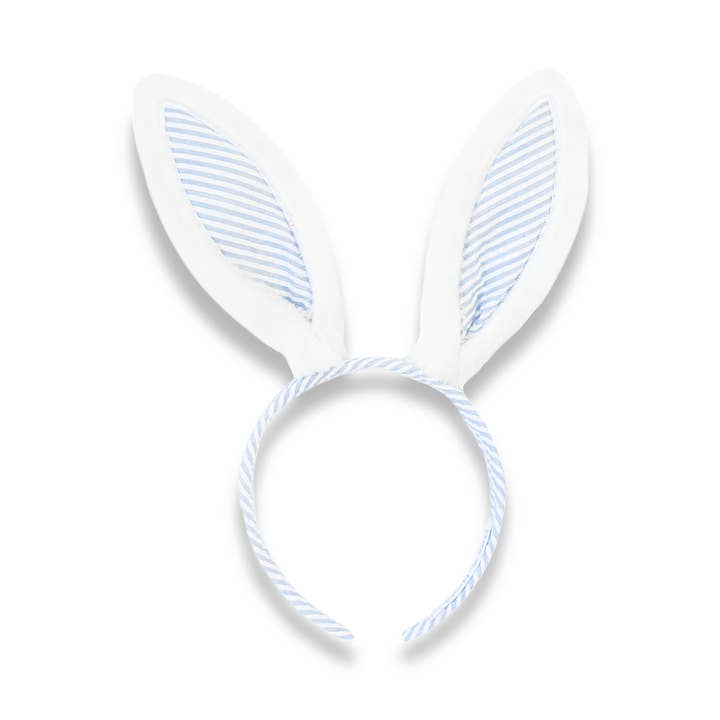 2026 Seersucker Bunny Ears (Blue, Pink) for wholesale by Bits & Bows