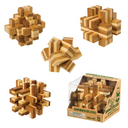 Toysmith - Wholesale Puzzle - Kids - Bamboozlers, 3D Bamboo Puzzles, 3", Assorted1