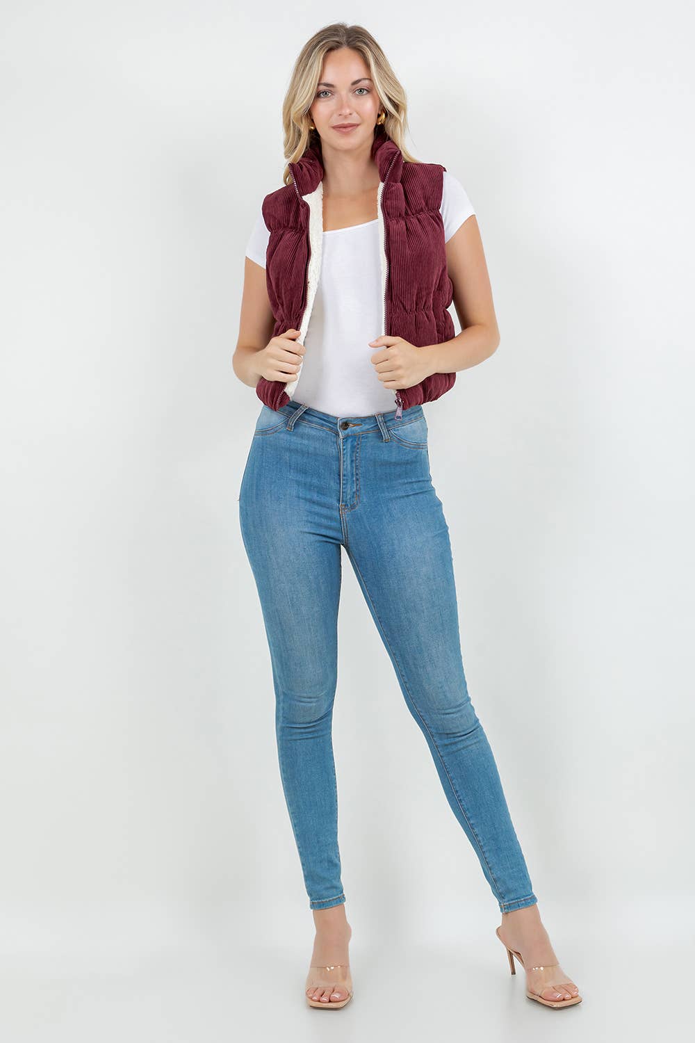 Veracci - Venta al por mayor Chaleco de abrigo - Mujer - Chaleco Vintage de Pana con Forro de Sherpa11