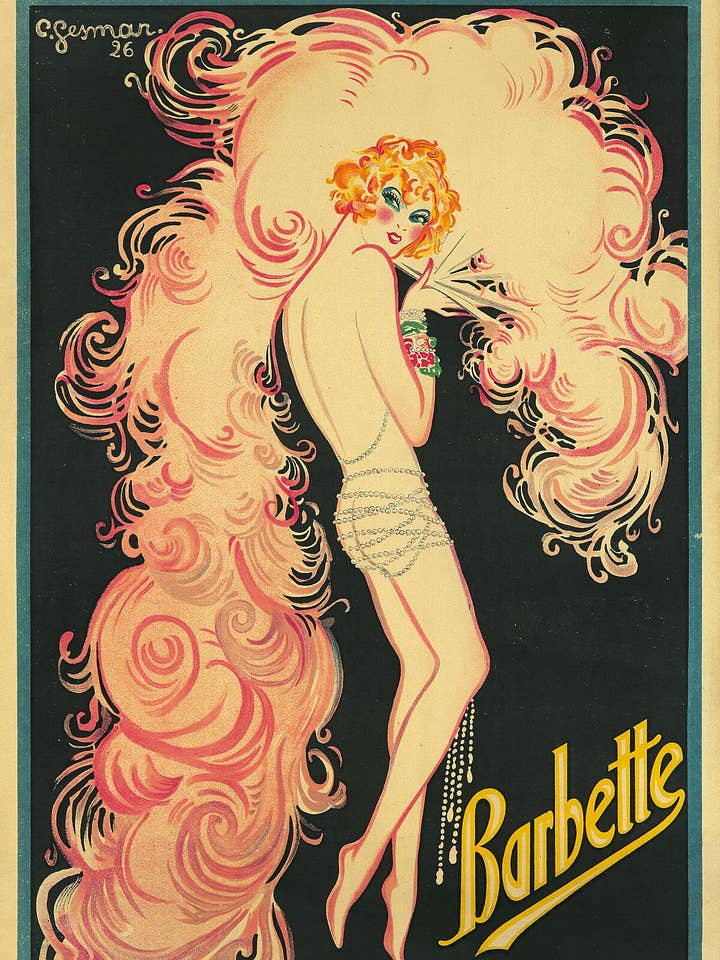 Barbette. 1926. Artist- Charles Gesmar (1900-1928) 15 1_2 x 23 1_2 in._39.5 x 59.8 cm Est- $2,500-$3,000 for wholesale by Flashback Shop