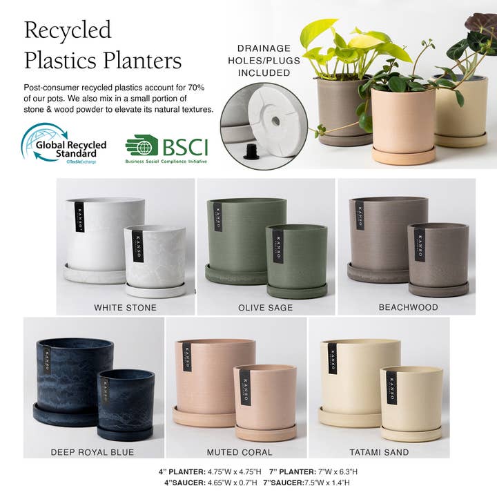Kanso Designs - Wholesale Plant Pot - 7" & 4" Signature Planters & Saucer - 2PCS | Earth Colorways