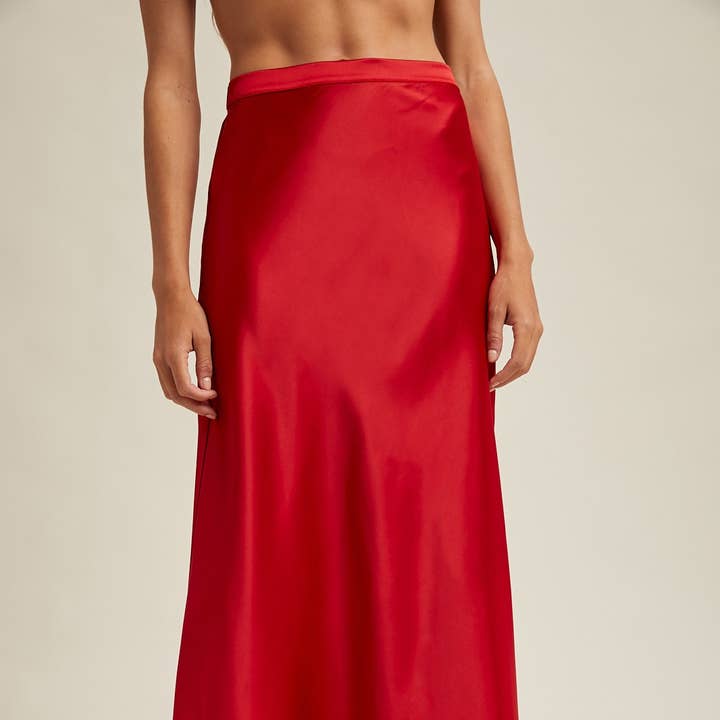 BASIC SATIN MIDI SKIRT / WL25-10095 for wholesale by Wishlist Apparel